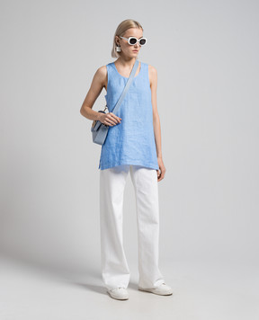 ANNECLAIRE Blue linen top D0688405