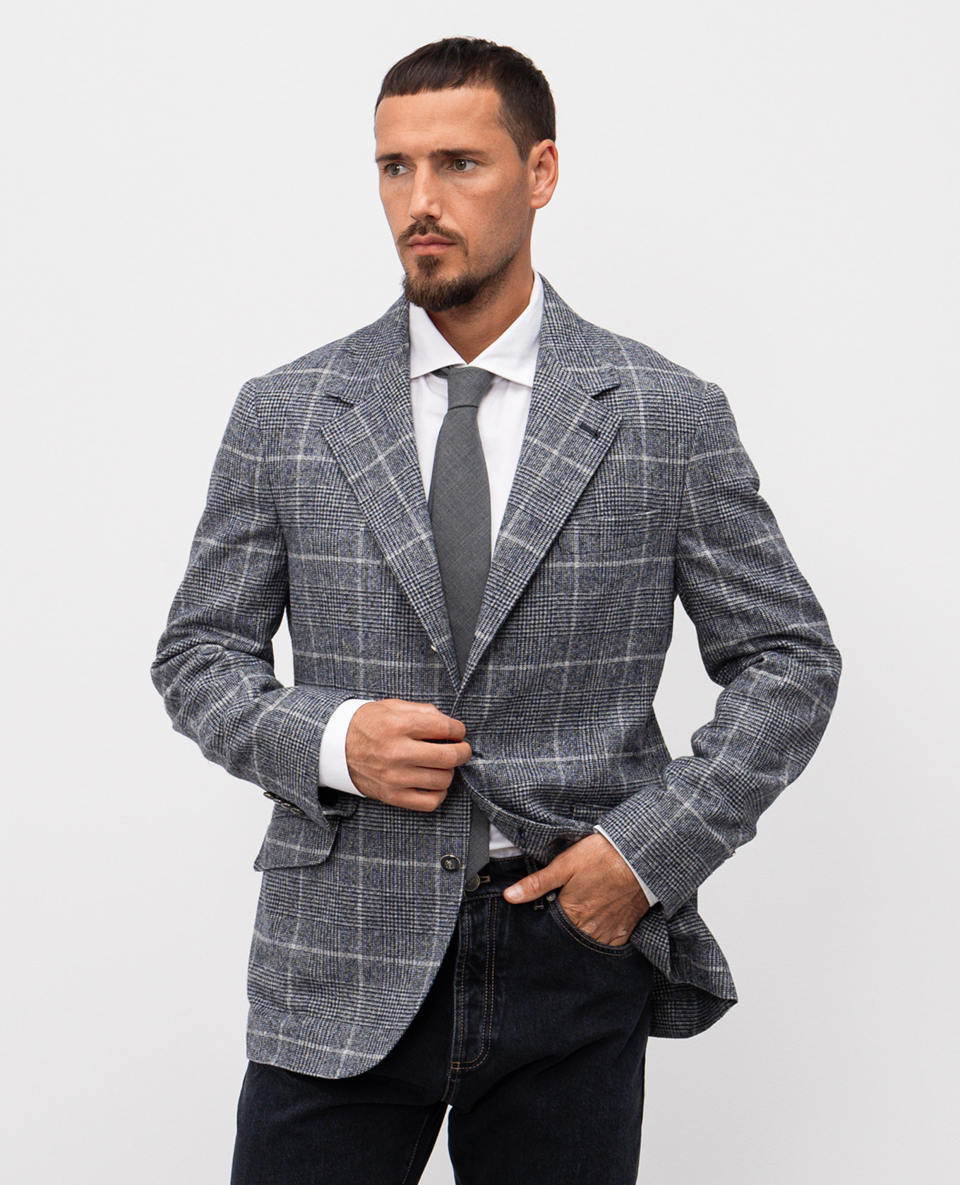 

Checked wool jacket Brunello Cucinelli, White