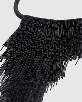 Peserico Black leather necklace with monil chains E35398C0CC165
