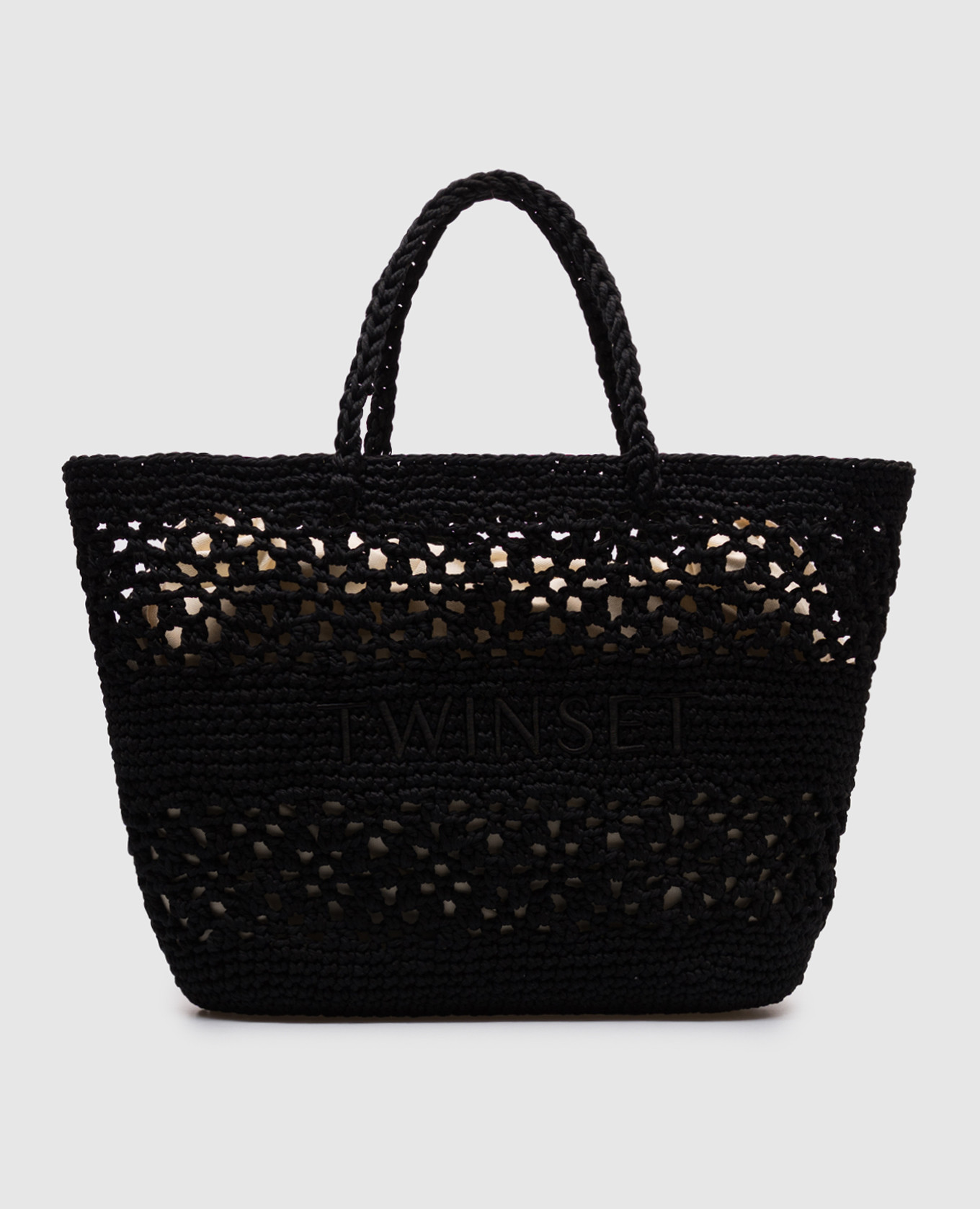 

Black Bohemienne tote bag with logo embroidery Twinset