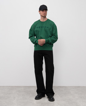 Alexander McQueen Black jeans with logo patch 839142QYAAC