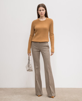 Michael Kors Brown ribbed cashmere sweater DKA8240003