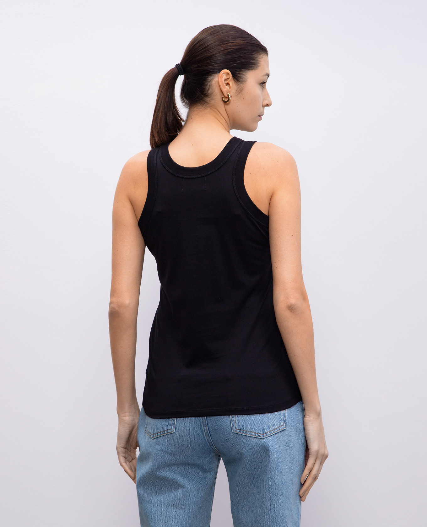 

POSO black top with embroidered logo emblem Lou Lou Studio