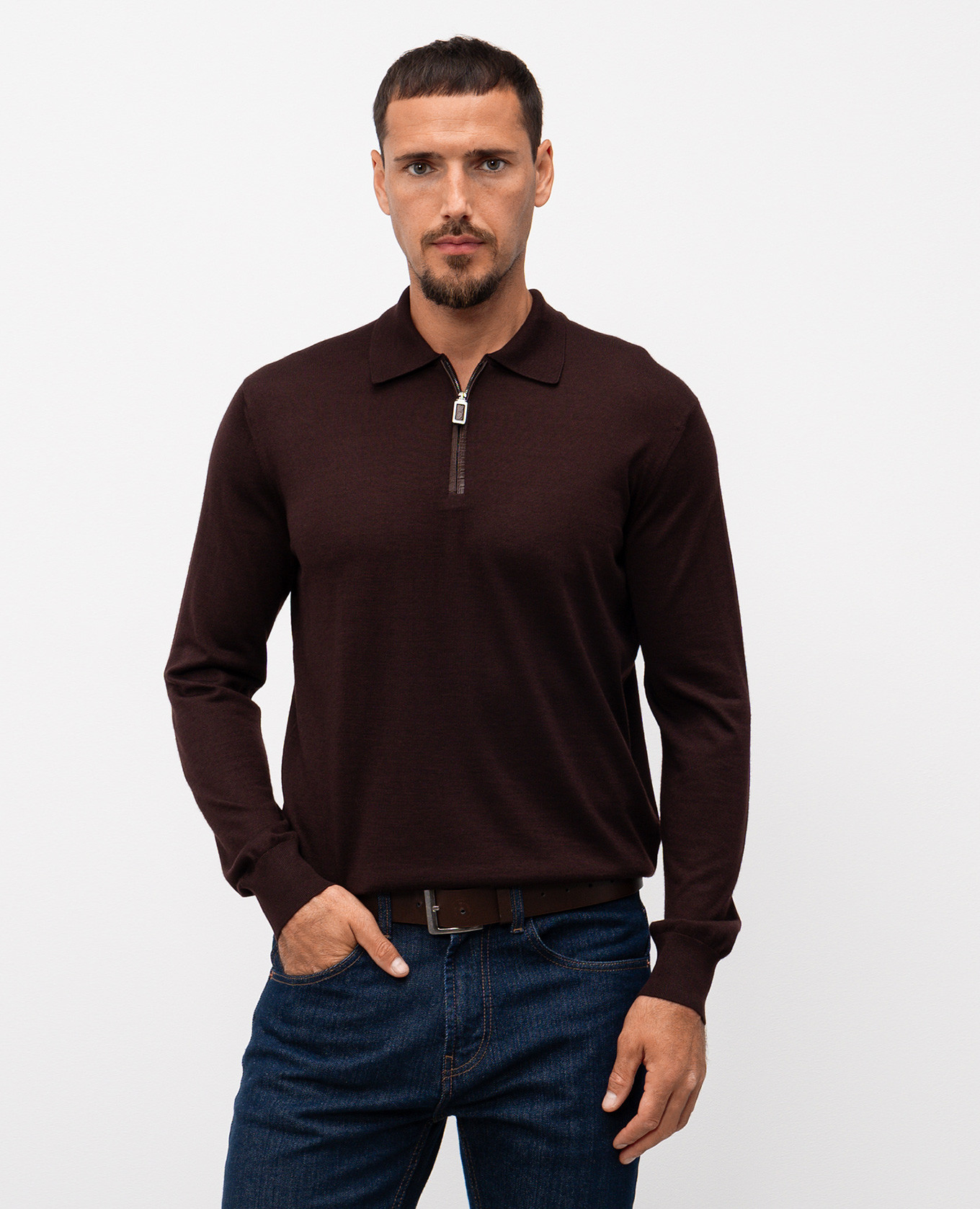 

Brown cashmere and silk polo shirt Stefano Ricci