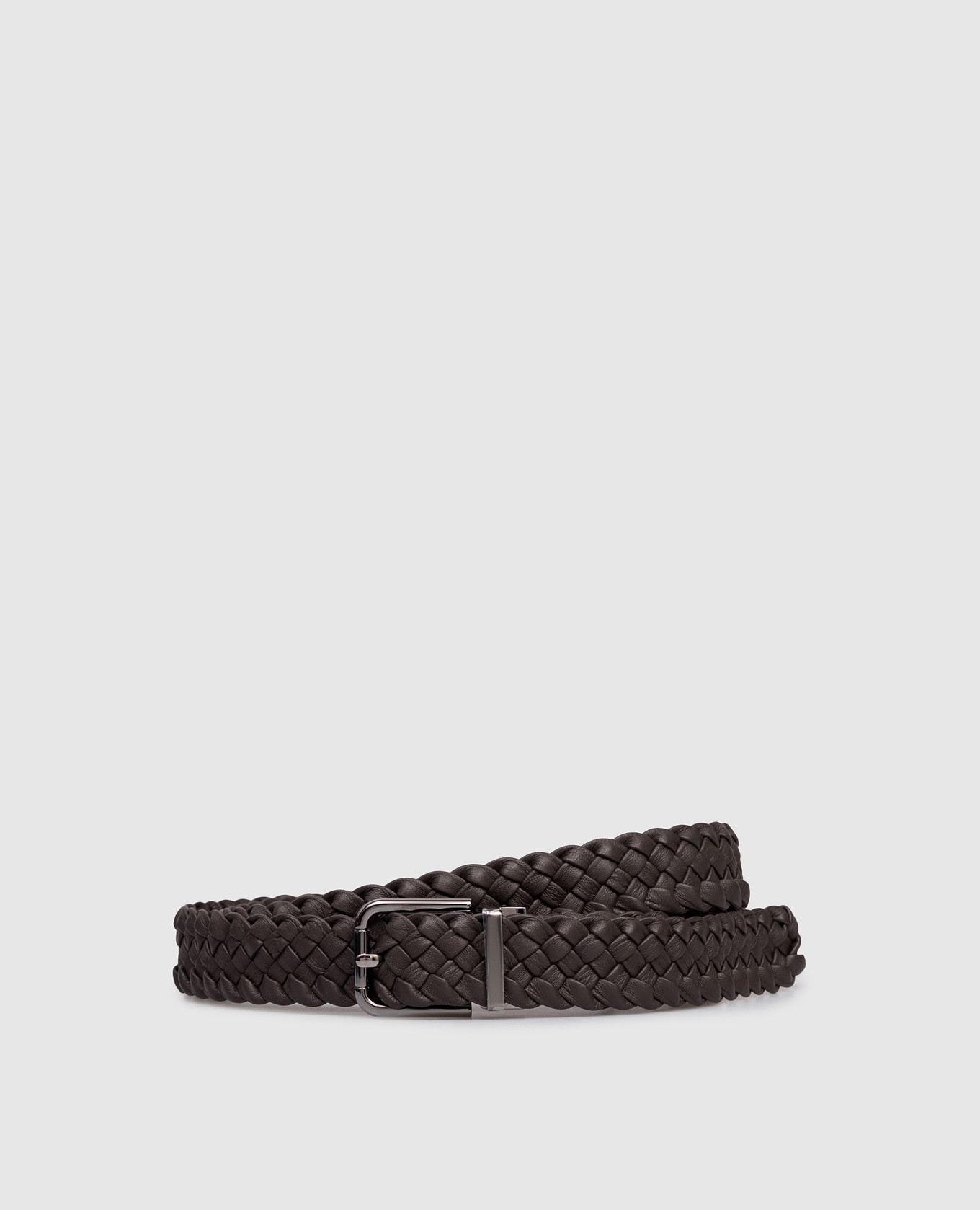 Brown leather braided belt