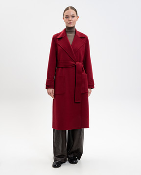 JOSEPH Arline burgundy double-breasted wool and cashmere coat JF009393