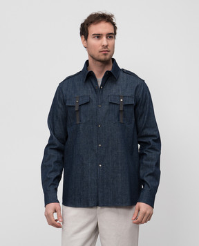 Sease Camicia blue denim shirt with reflective branded patches JJ043TN413