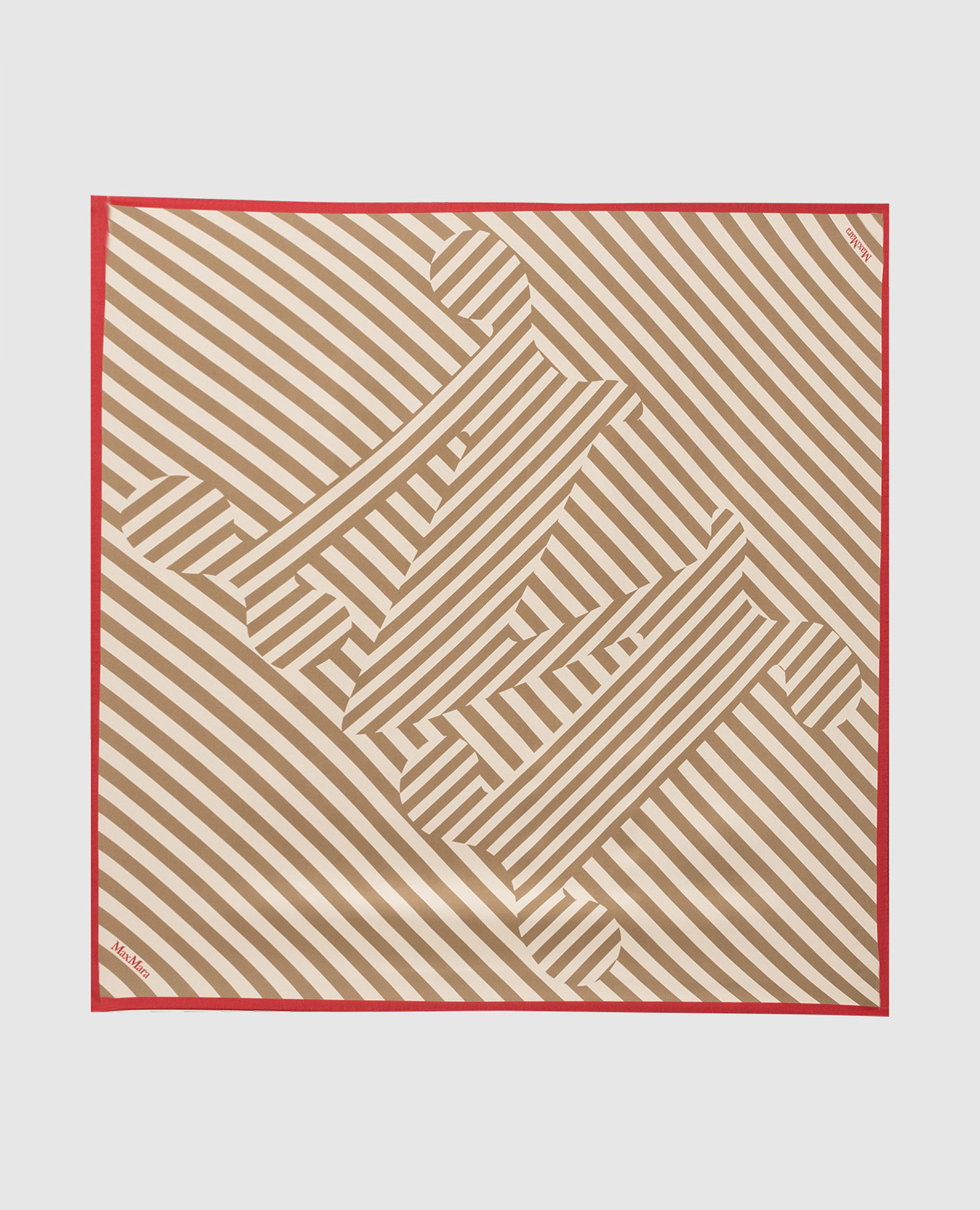 

Beige scarf CARRE 90 made of striped silk Max Mara, Бежевый