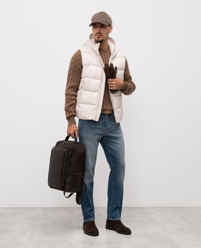 Peserico Brown wool sweater with textured pattern R59422F079044B