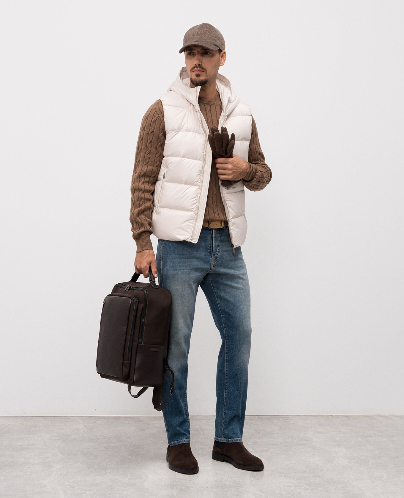 

Brown wool sweater with textured pattern Peserico