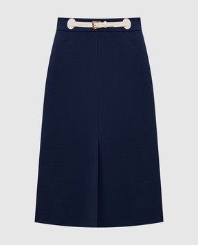 Valentino Blue wool and silk midi skirt 7B3RADM51CF