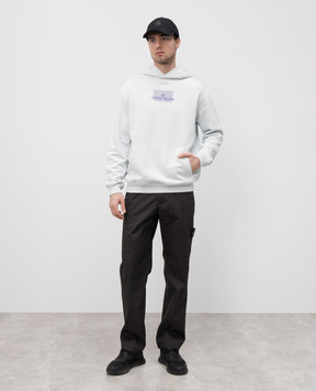 Stone Island Grey hoodie with logo print K1S156100660S0094