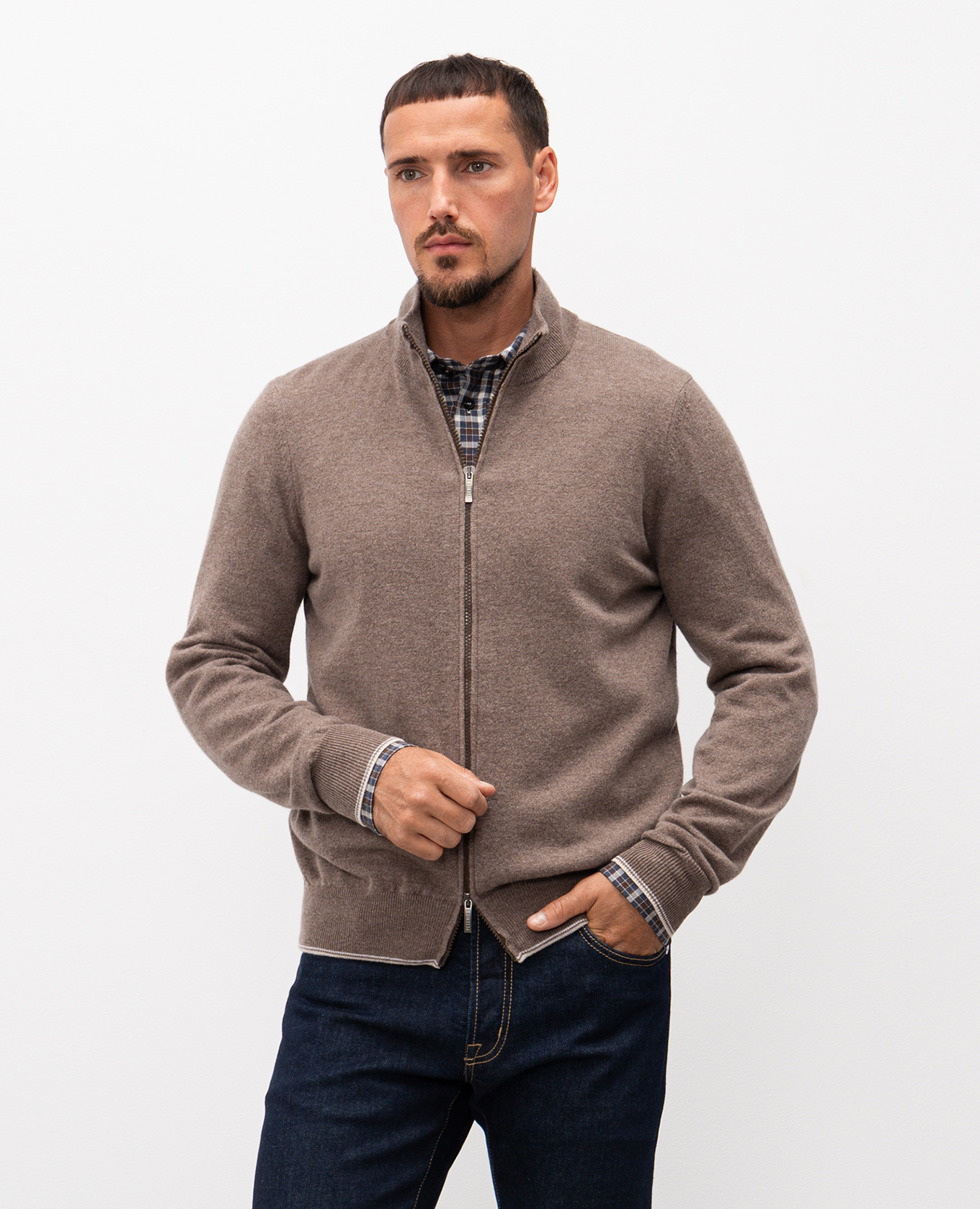 

Brown wool and cashmere cardigan Peserico