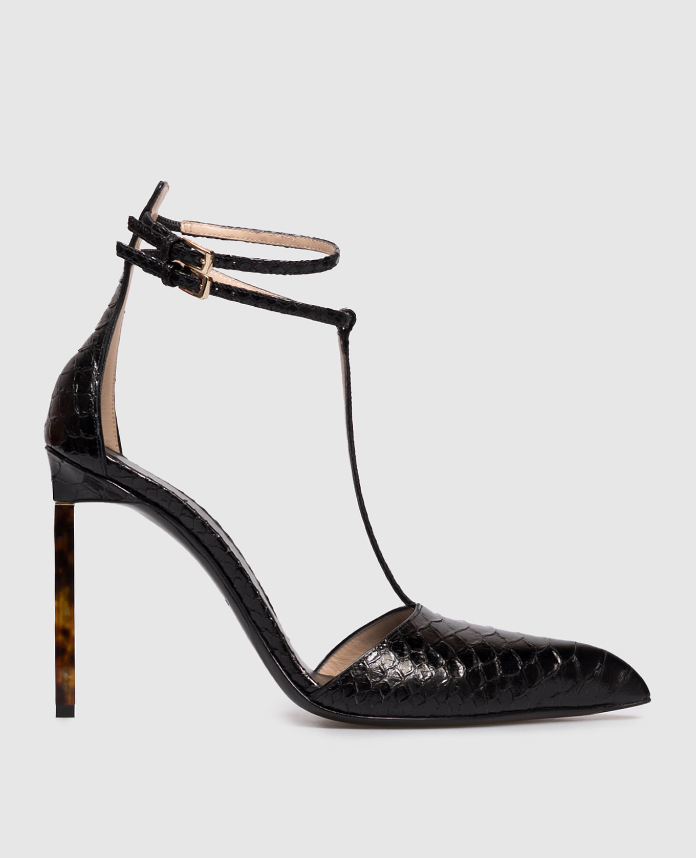 Black leather shoes with reptile leather embossing Tom Ford