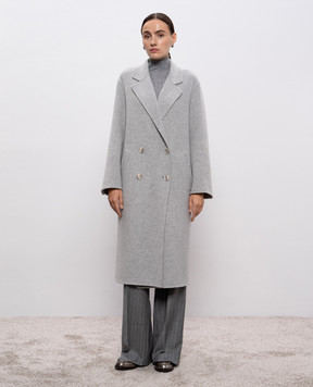 Peserico Gray double-breasted coat with wool and cashmere A20170E03195