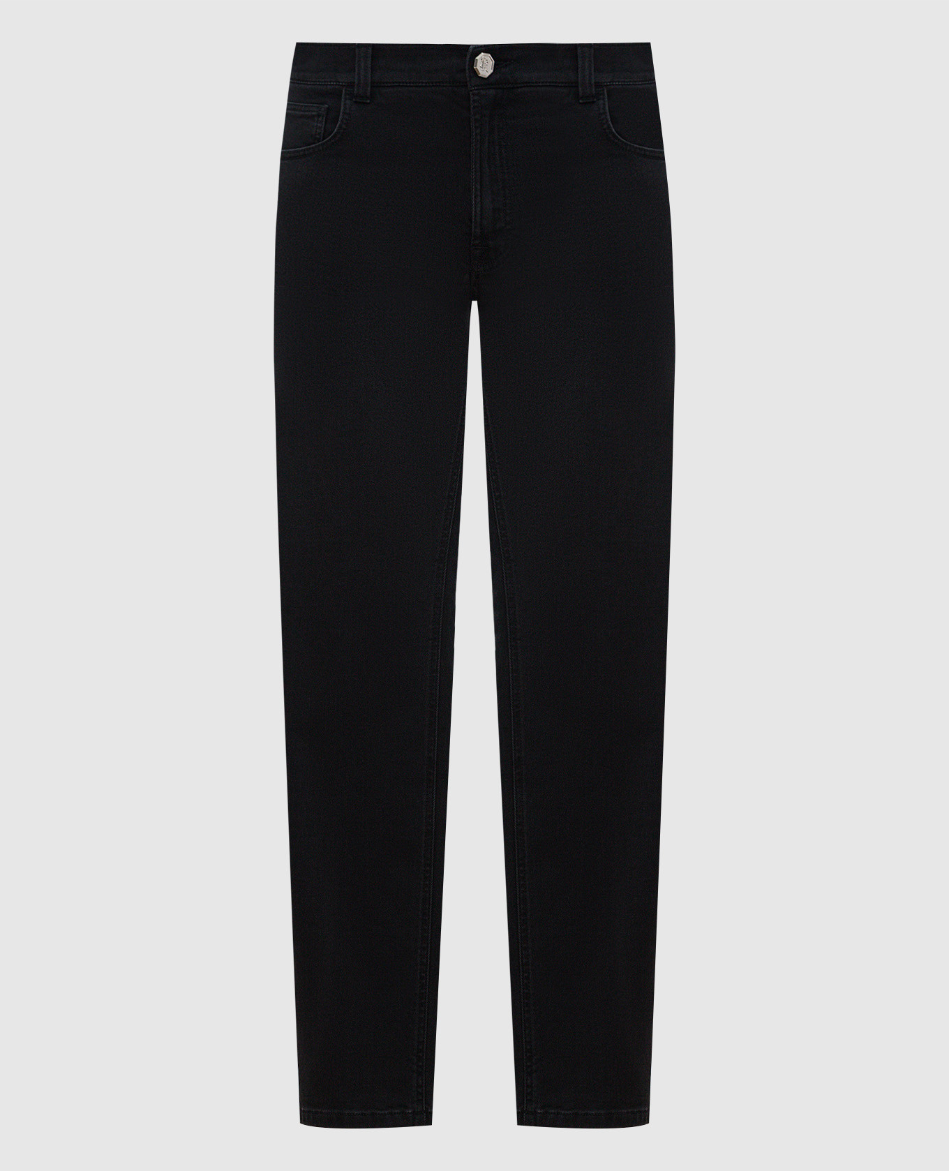 

Black jeans with a leather patch Stefano Ricci