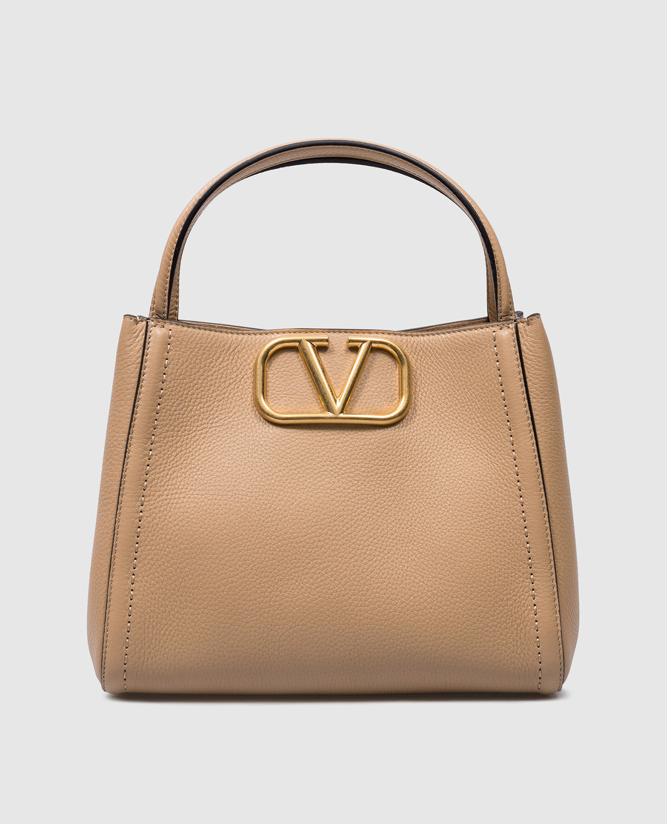 

ALLTIME beige leather bag with VLogo Signature logo Valentino, Бежевый