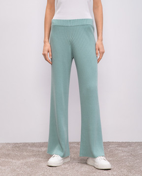 Allude Green ribbed cashmere flared pants 25211148