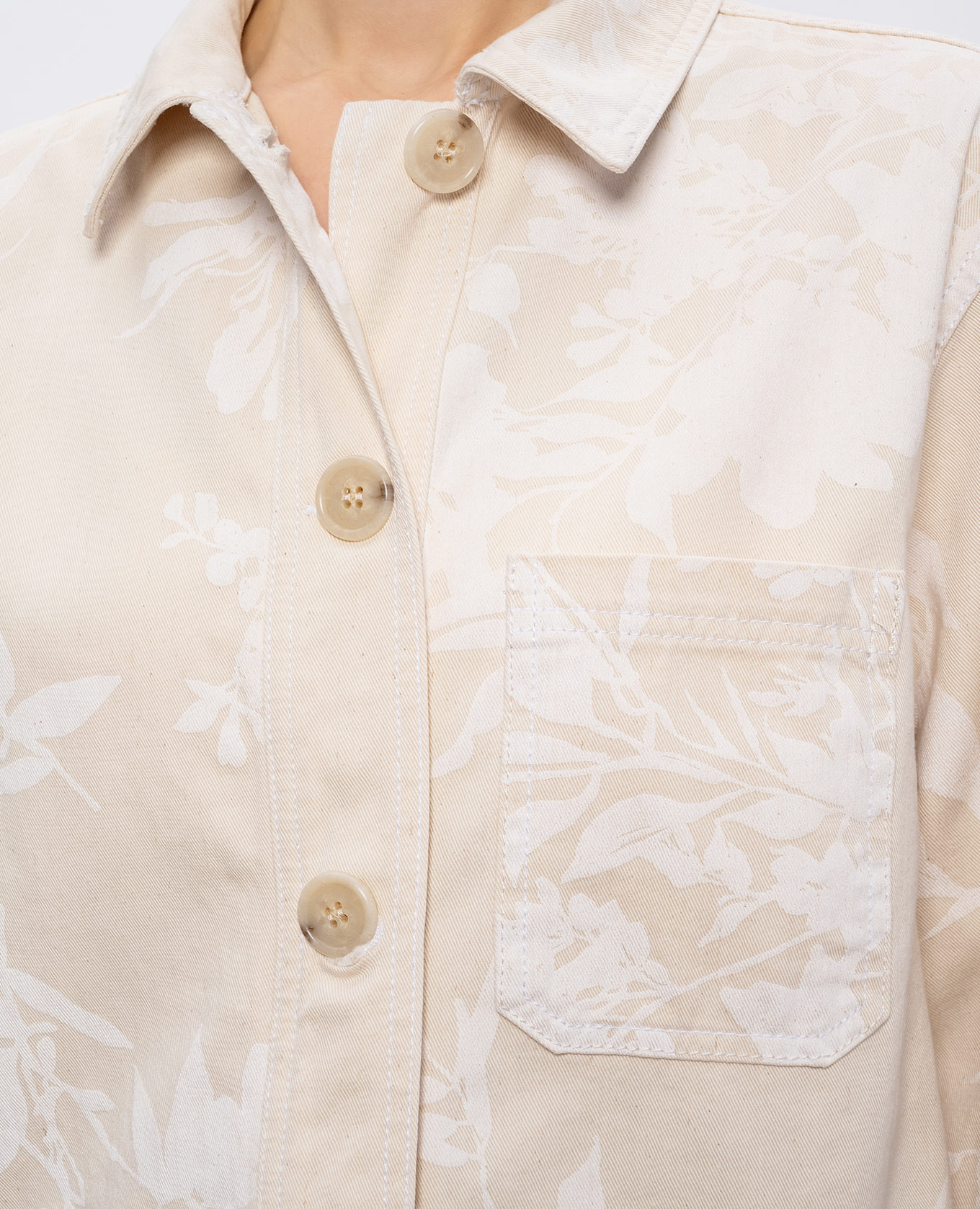 

Beige denim jacket with floral print Twinset
