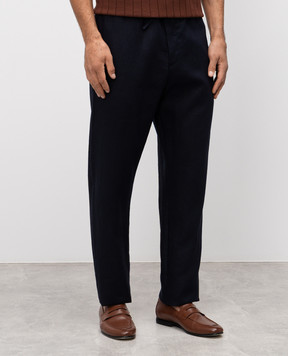 Canali Blue linen pants AE04999U7003