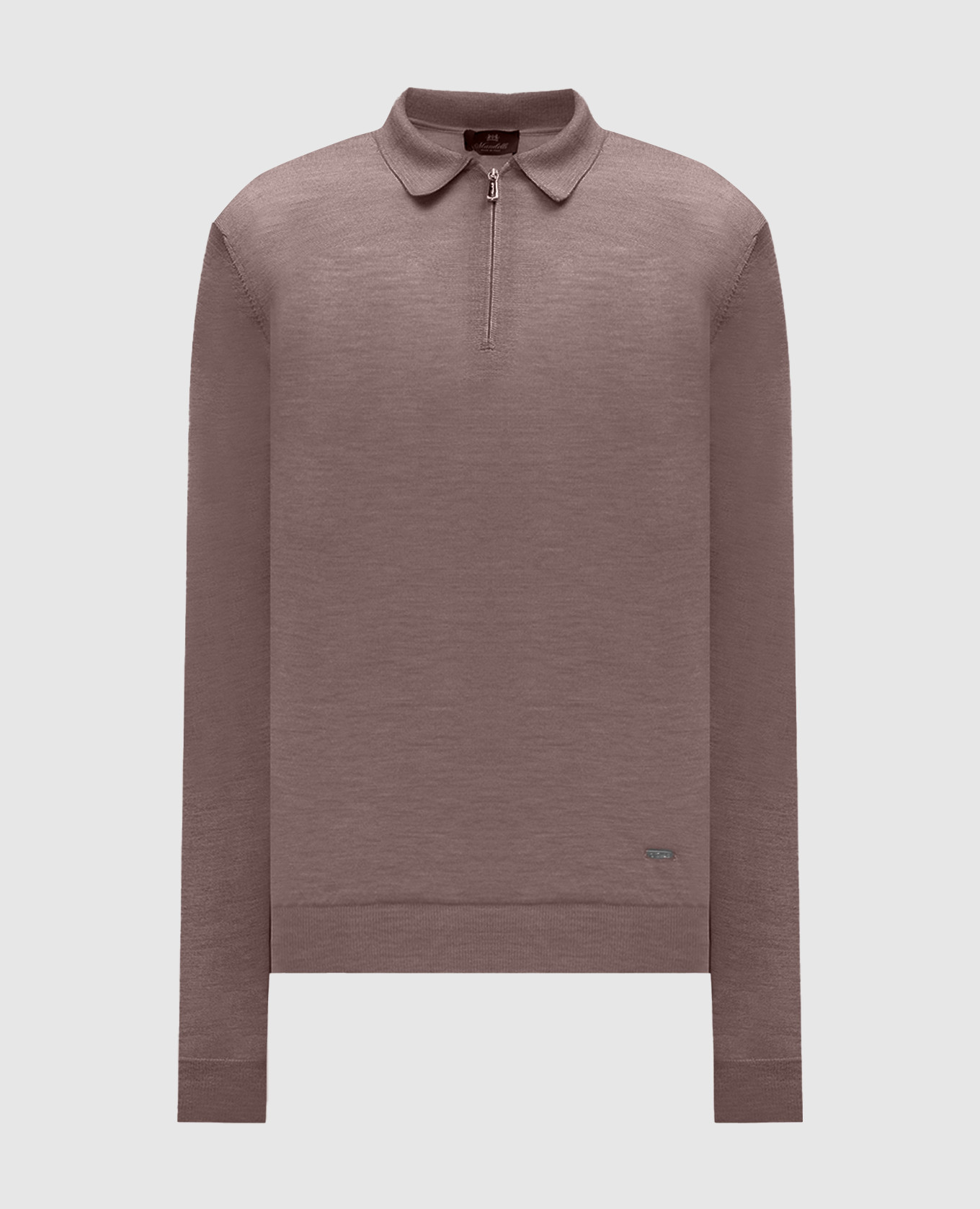 

Brown wool and silk polo shirt with metallic logo Enrico Mandelli