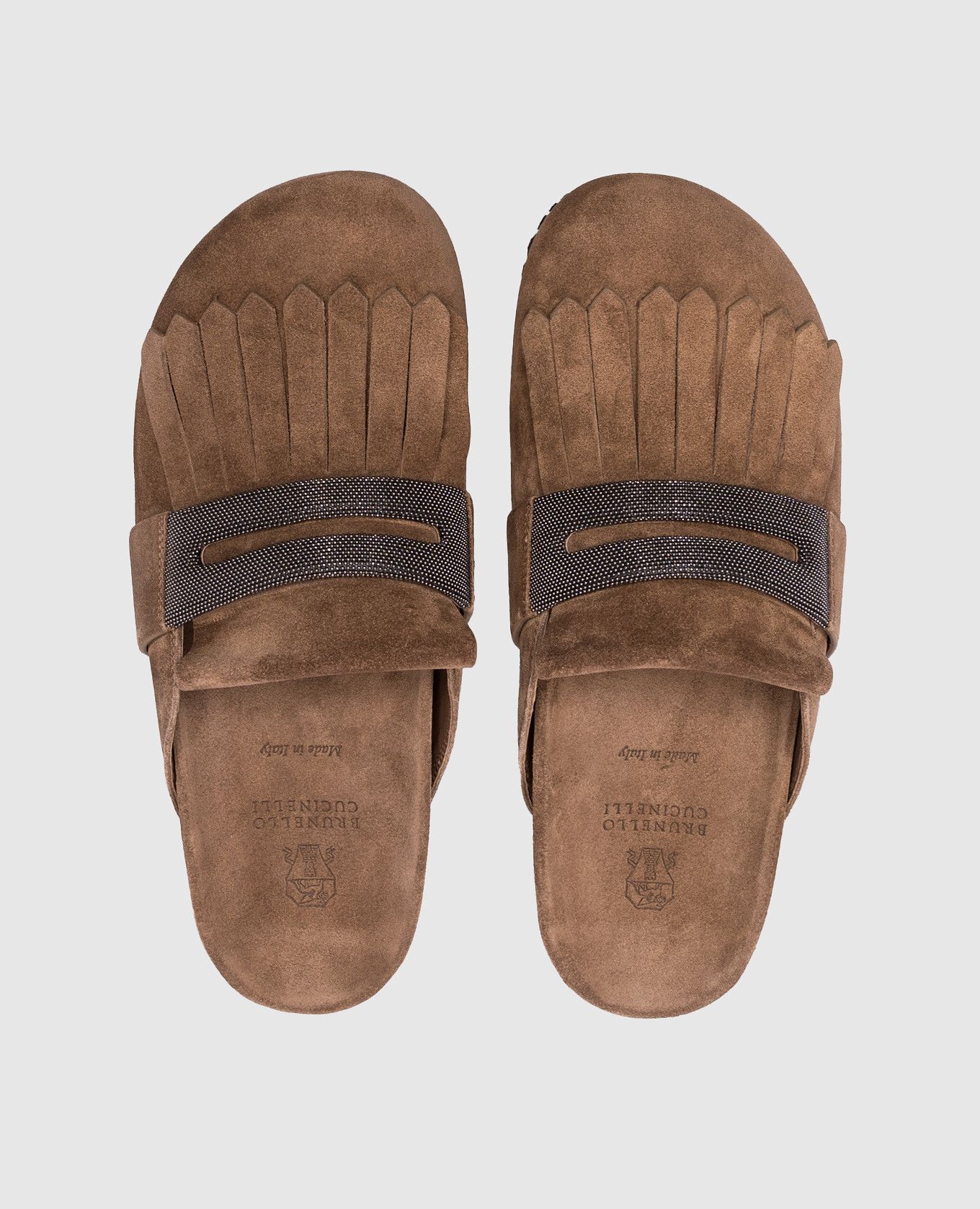 

Brown suede mules with monil chain Brunello Cucinelli