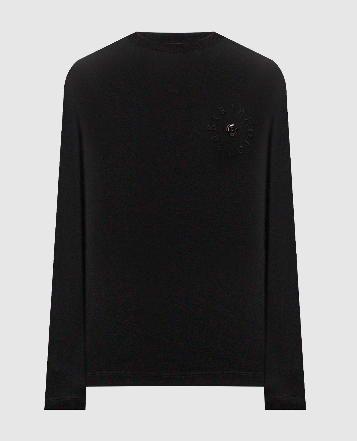 

Black logo-embroidered longsleeve with metallic monogram Stefano Ricci