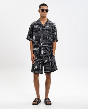 Palm Angels Black shorts with logo print PMCB044F25FAB001