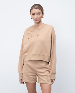 Ermanno Scervino Beige sweatshirt with applique D461M303RLGKRA