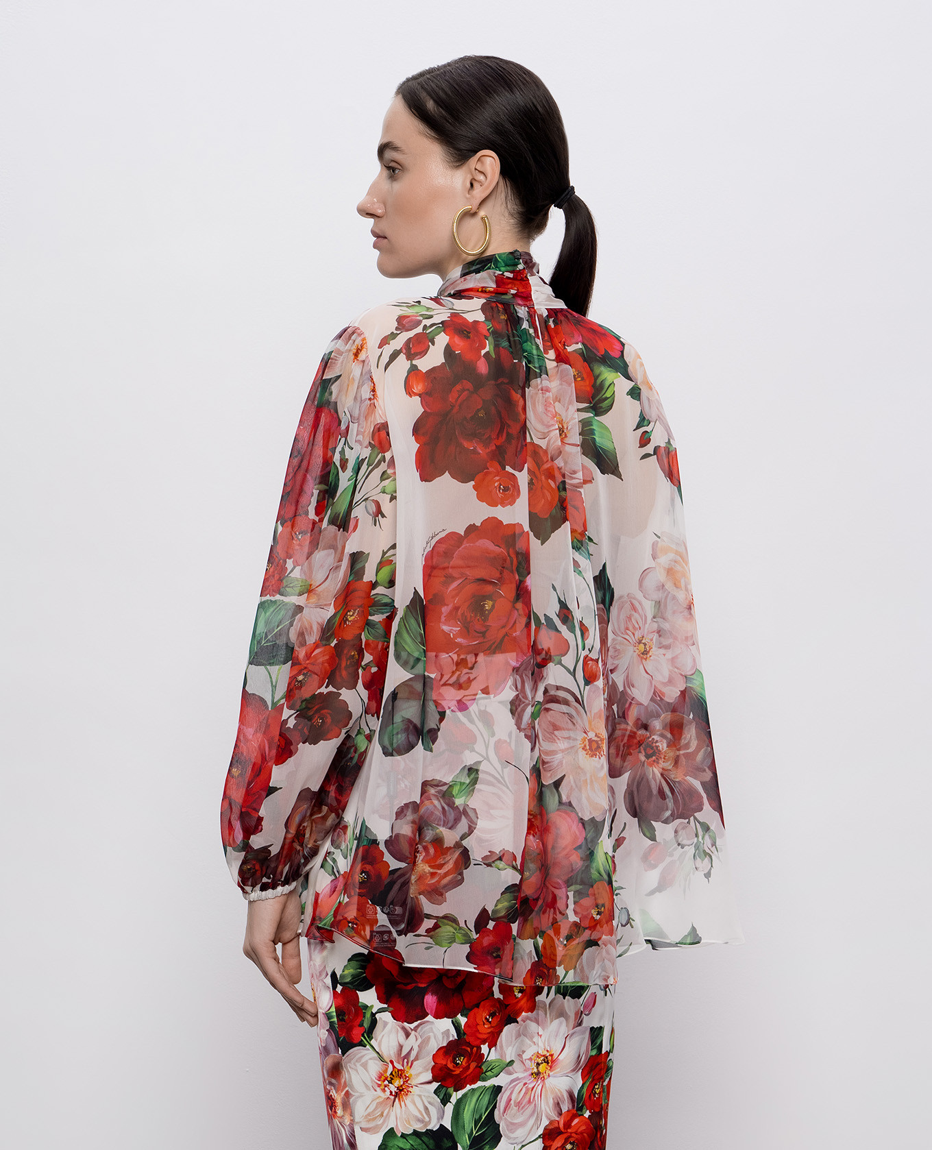 

White silk blouse with floral print Dolce&Gabbana