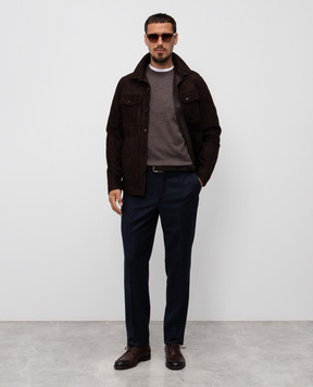 ISAIA Blue checked wool and cashmere pants 00731599613