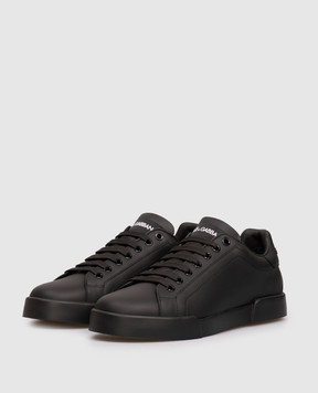Dolce&Gabbana Black leather Portofino sneakers CK2330A1065