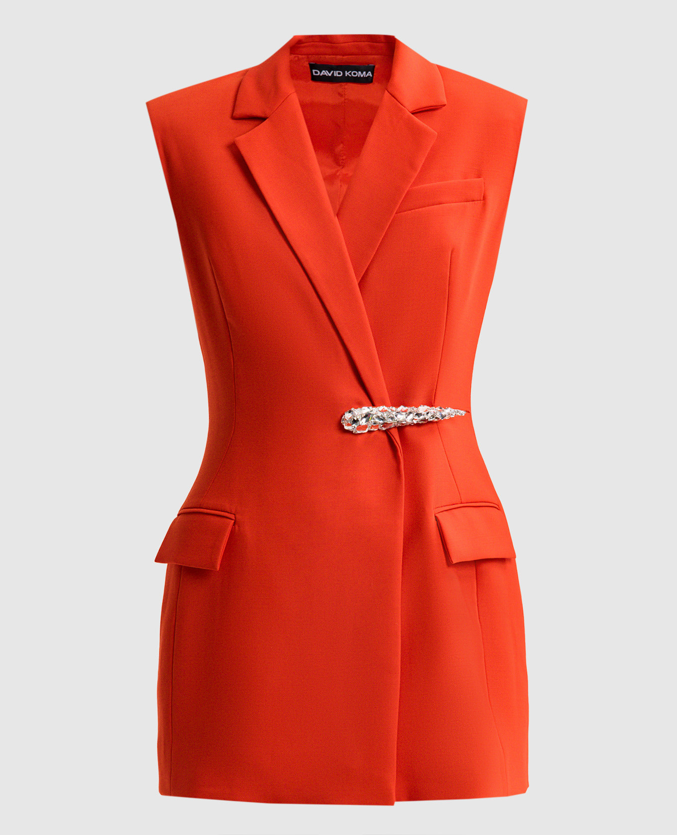 Orange wool jacket dress with crystals David Koma