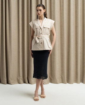 Peserico Beige blouse with a belt S0654301979