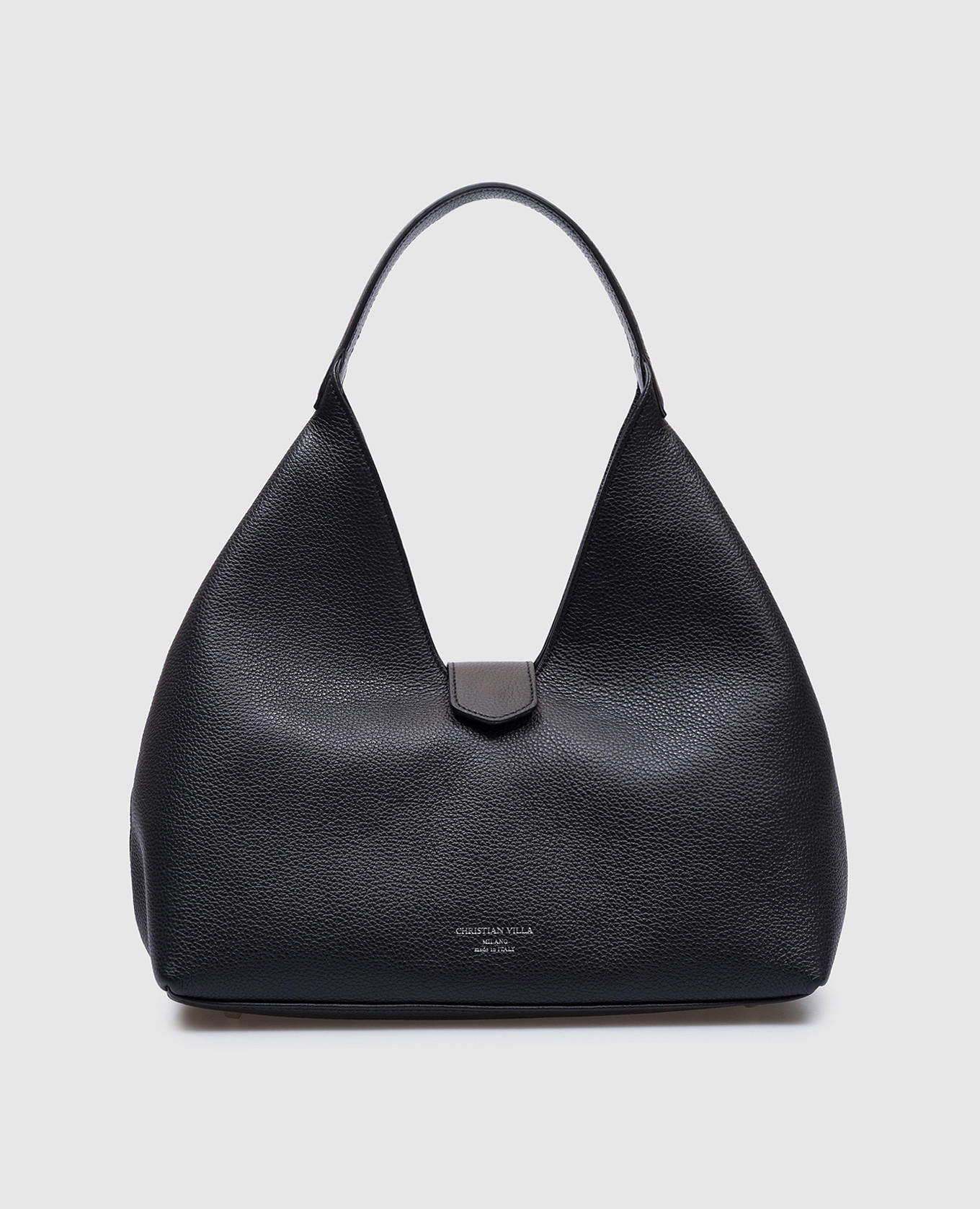 

Black logo embossed hobo bag Christian Villa