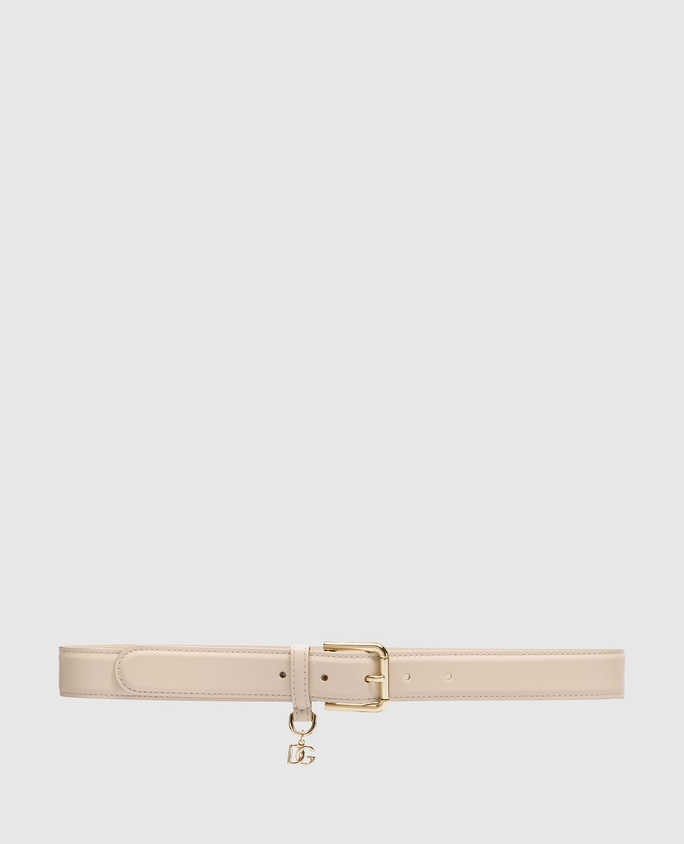 Beige leather belt with logo pendant dolce&gabbana
