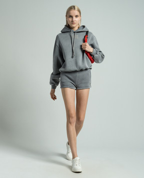 Alexander Wang Gray shorts with textured logo 4CC3224349