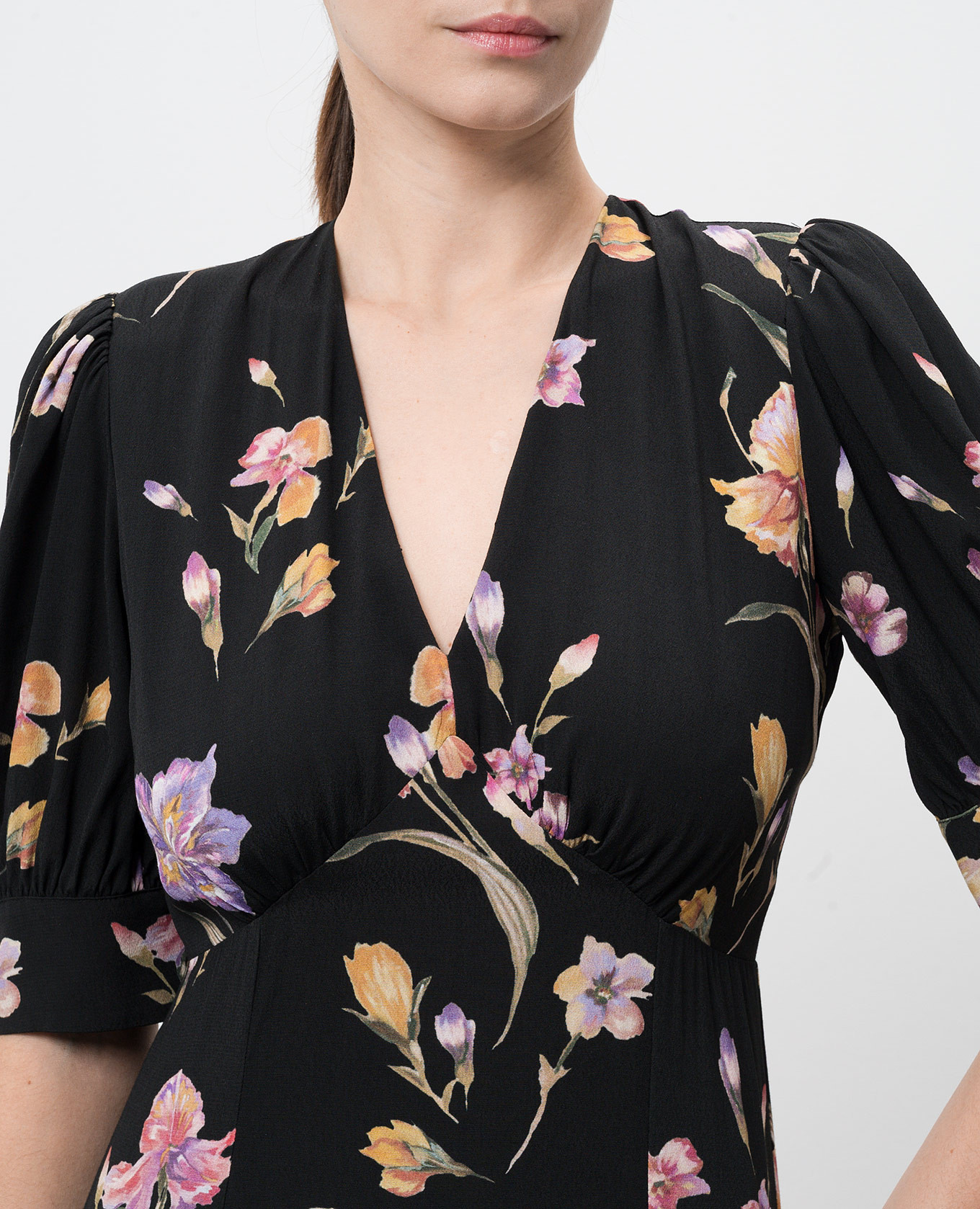 

Black floral print midi dress Twinset