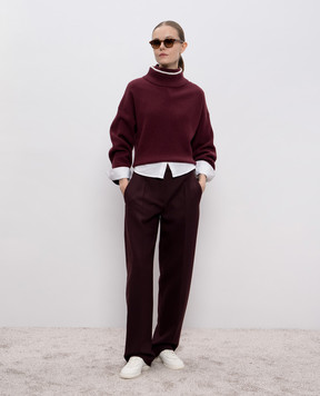 Brunello Cucinelli Burgundy cashmere and silk sweater with monil chain M16222704
