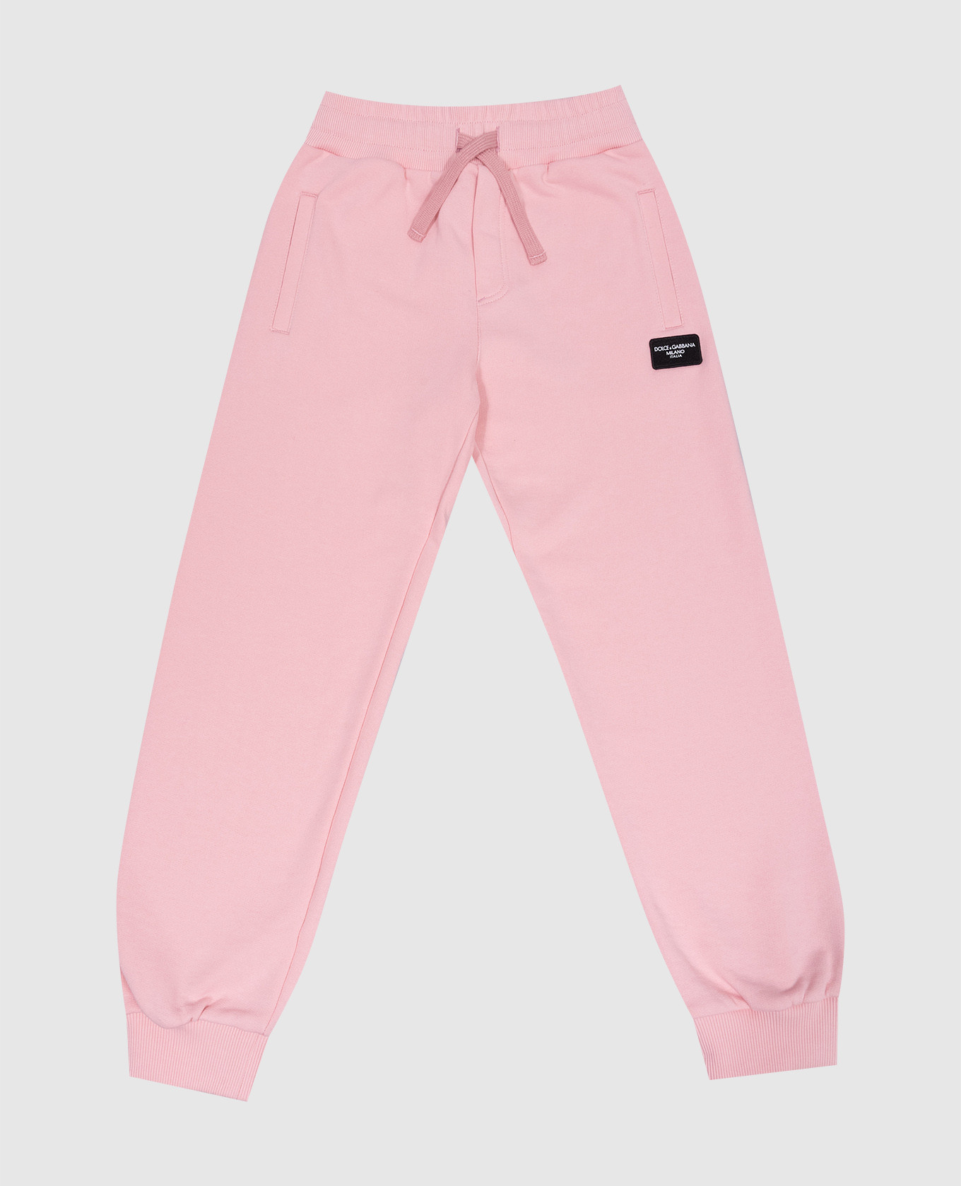 Baby pink joggers with logo patch dolce&gabbana