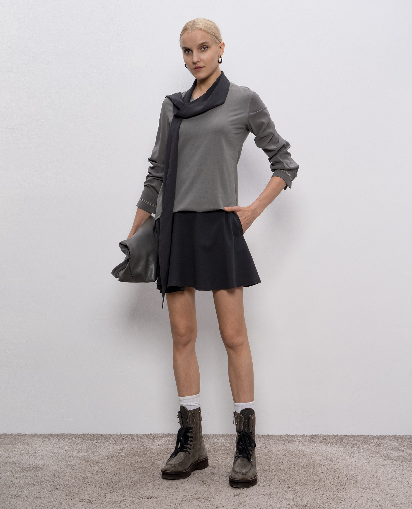 

Gray silk mini skirt Brunello Cucinelli, Grey