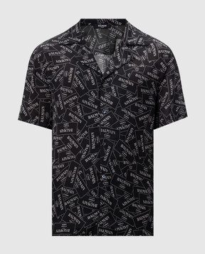 Balmain Black shirt with logo print EH1HN070VH56