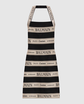 Balmain Black logo print mini sheath dress EF1R5088JJ95