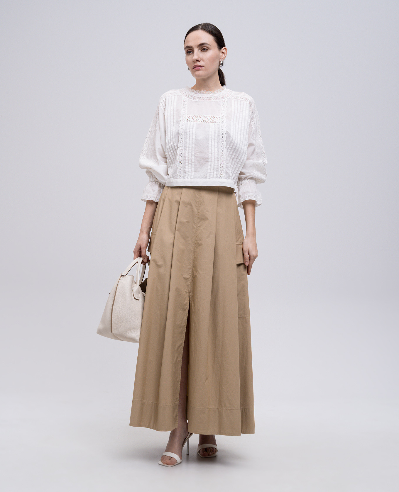 

Beige maxi skirt with slit Twinset Actitude