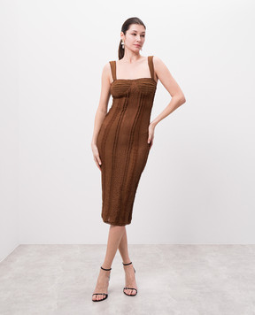 Charo Ruiz Brown Olympia dress with lace 255603