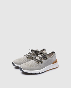 Brunello Cucinelli Gray sneakers with textured logo MZUKISO250