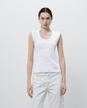 Philosophy di Lorenzo Serafini White ribbed top with logo patch A07010743