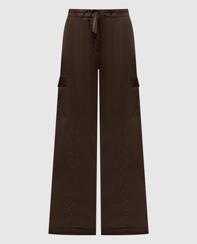 Tom Ford Brown silk cargo pants PAW632FAX881