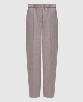 Peserico Beige wool pants with monil chain A0457206413