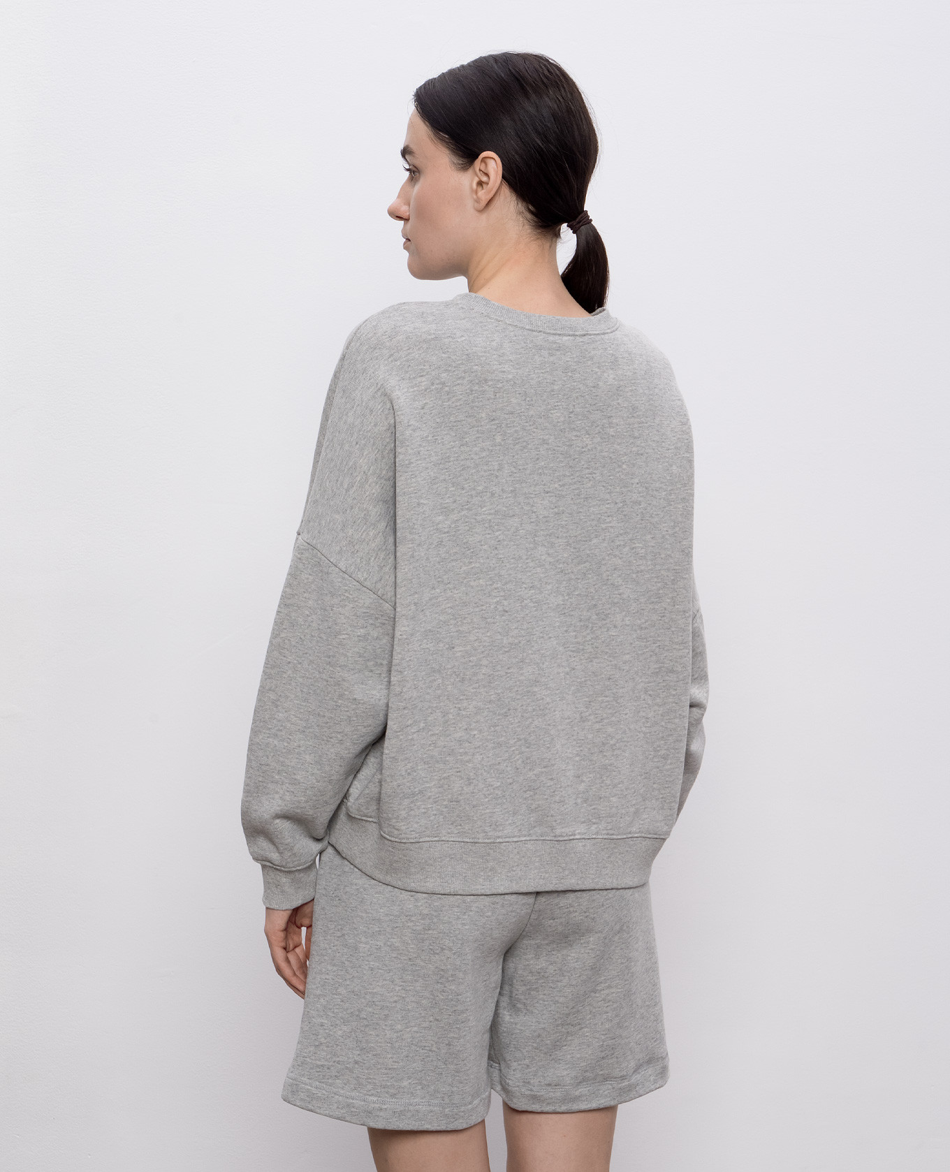 

Grey melange sweatshirt with print Solotre, Blue